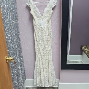 Lulu's Cream Lace Maxi Dress